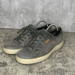 Ecco Soft 7 Sneakers Men 8 Gray Leather/Suede  Cap Toe Lace Up